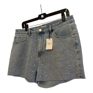 Forever 21 Light Blue Studded Jean Shorts